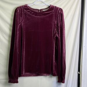 Boden Velvet Long-Sleeve Top - Wine